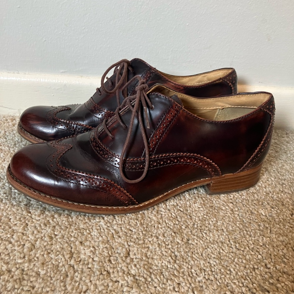 Sebago Claremont Brogue Brown Brushoff Leather Wingtip Oxford Women's Size 7 M
